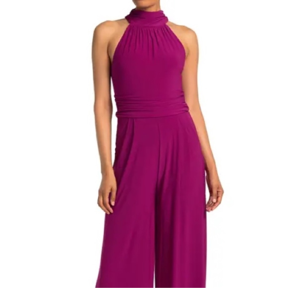 Eliza J Magenta Halter Wide Leg Jumpsuit Size 2 NWT